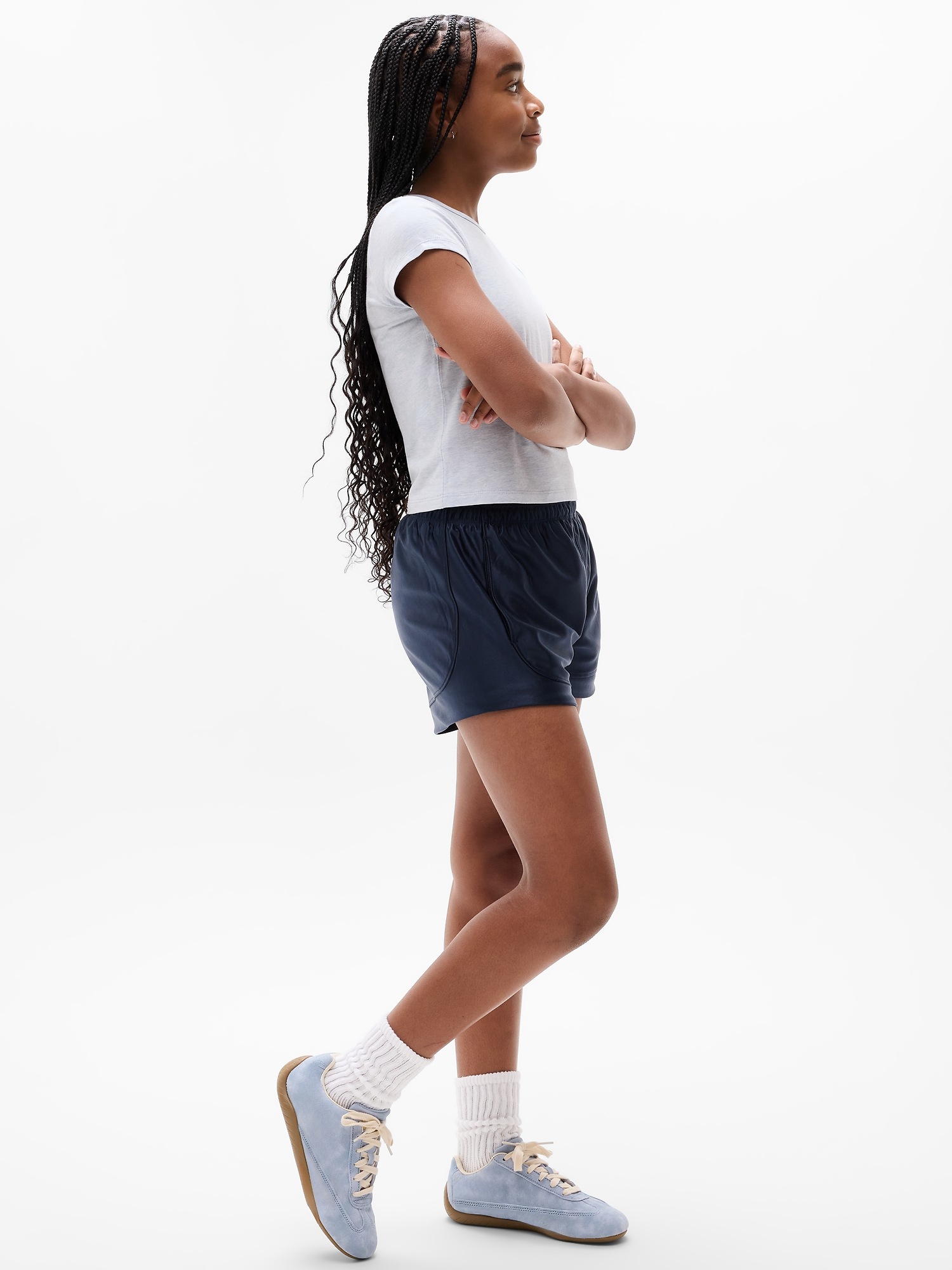 Футболка Athleta Right Moves Core для девочек, цвет: Синий меланжевый — фото 4