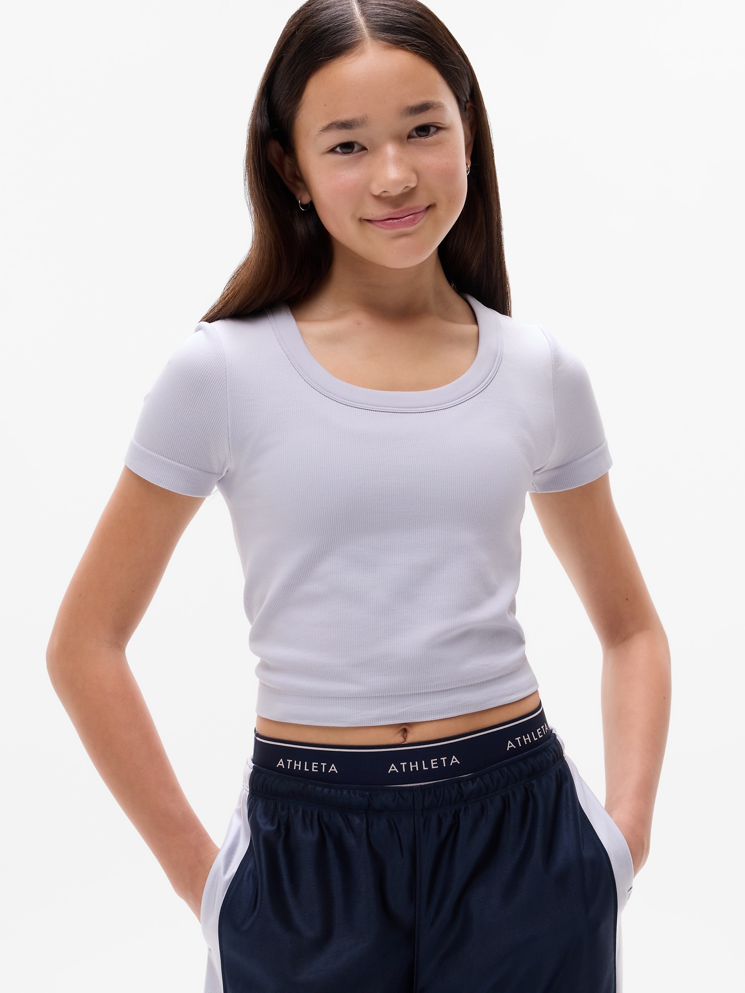 Athleta Girl Rise Above Rib Scoop Tee