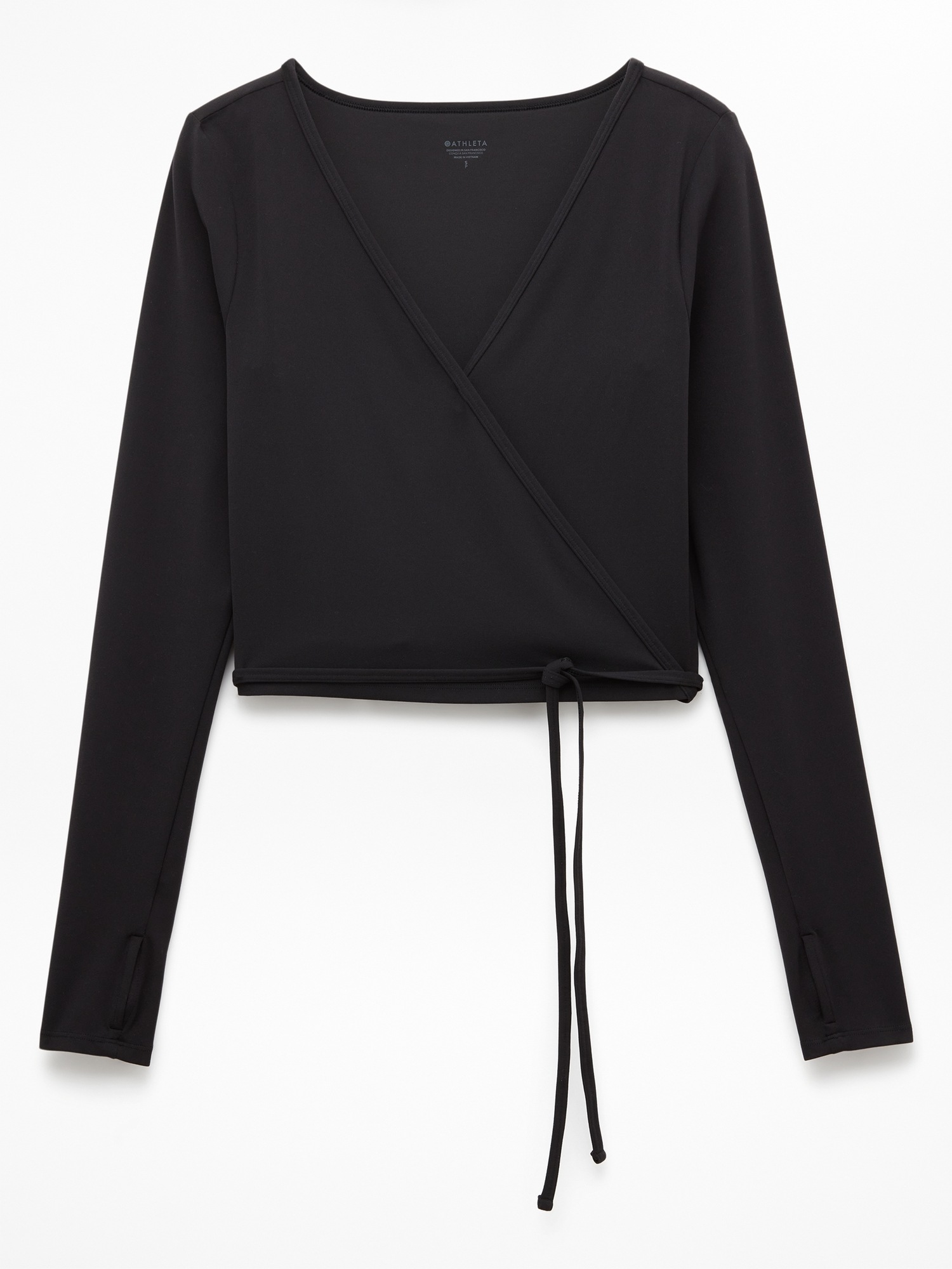 Женский топ Athleta Transcend Wrap Crop, цвет: Чёрный — фото 6