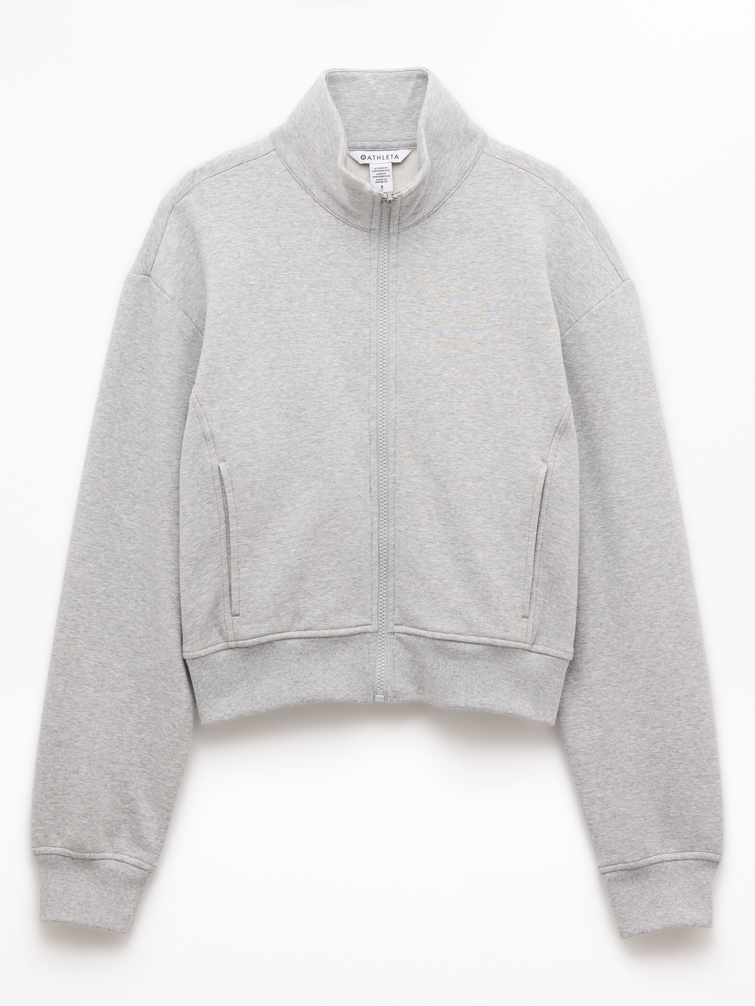 Athleta Forever Fleece Track Jacket - Gray (Grey Heather)