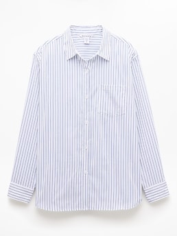 Athleta Midday Relaxed Poplin Shirt - Gray (Hawthorne Stripe Slate)