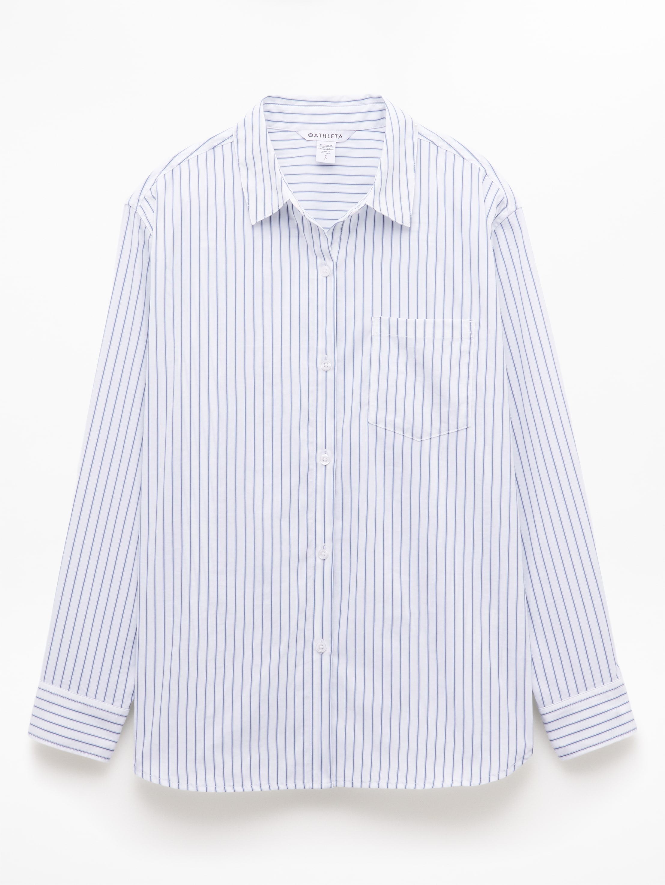 Athleta Midday Relaxed Poplin Shirt - Gray (Hawthorne Stripe Slate)