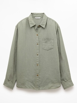 Athleta Retreat Linen Top - Green (Cacti)