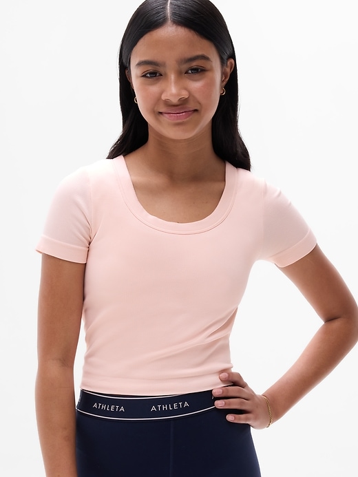 Image number 1 showing, Athleta Girl Rise Above Rib Scoop Tee
