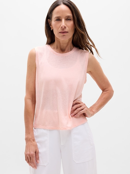 Image number 1 showing, Getaway Linen Blend Muscle Tank
