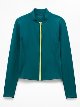 Athleta Zip-Front Rashguard - Green (Coastal Teal/Spark)