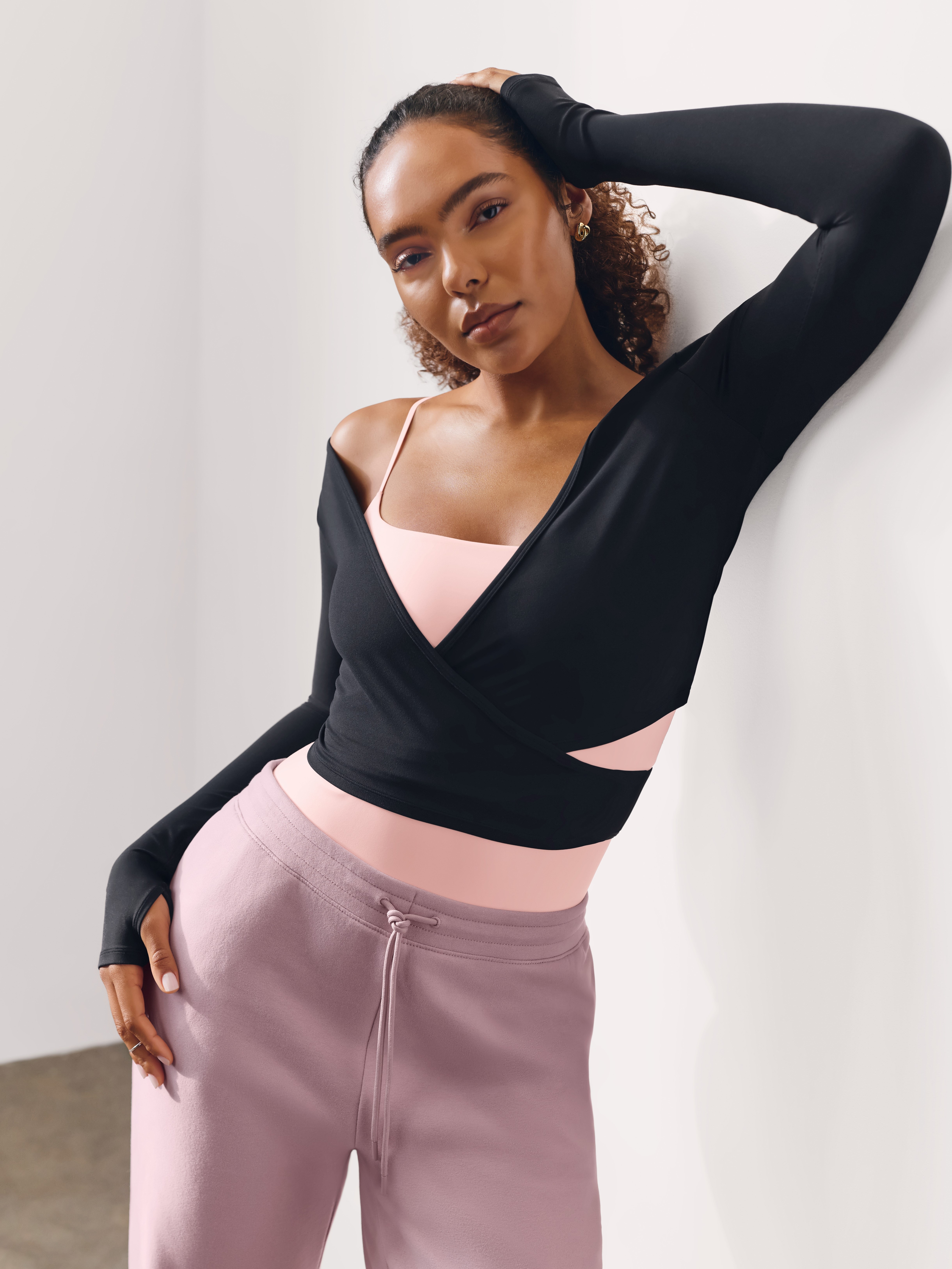 Athleta Transcend Wrap Crop Top - Black (Black)