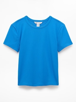 Athleta Signature Rib Crop Tee - Blue (Breaker)