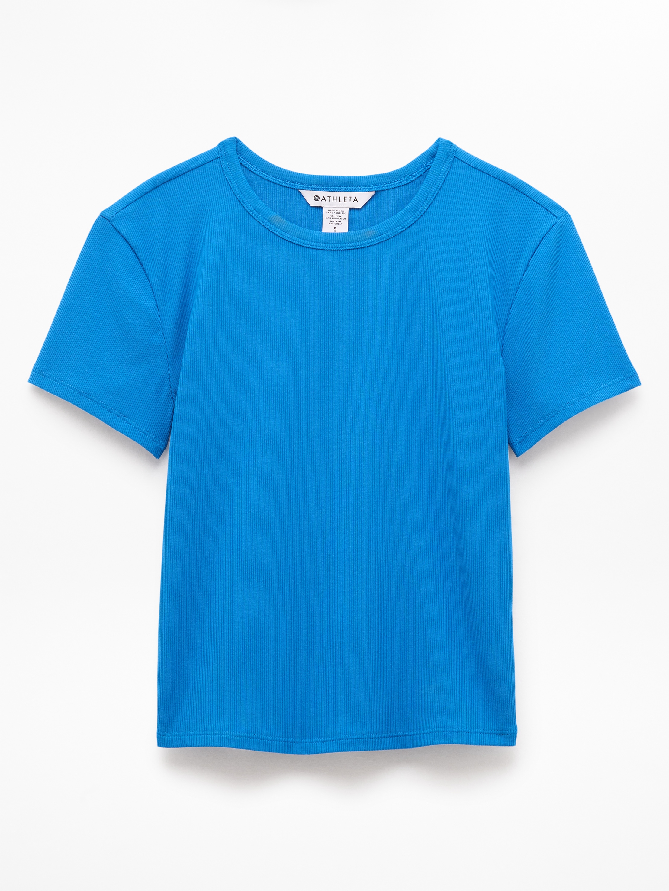 Athleta Signature Rib Crop Tee - Blue (Breaker)