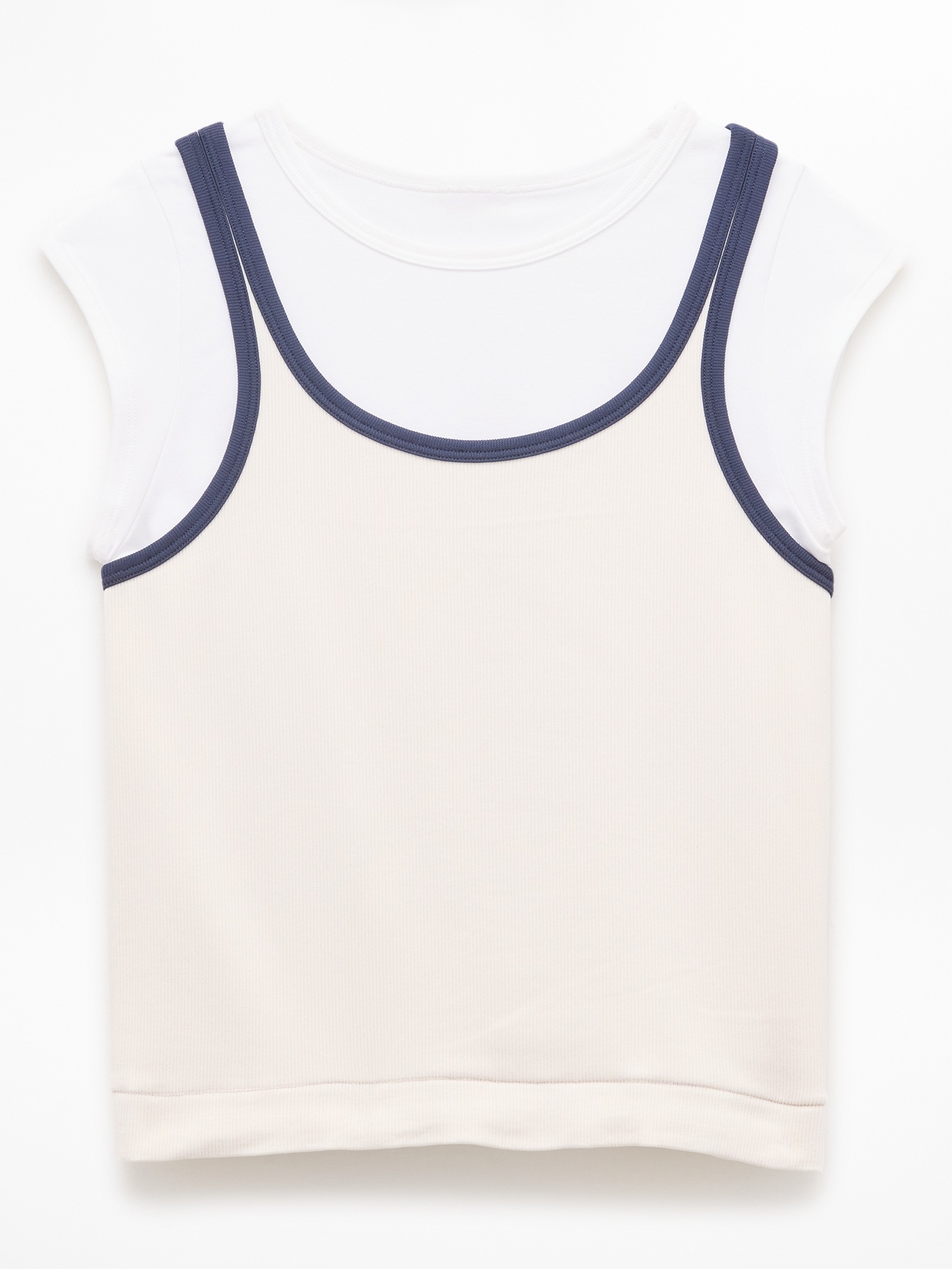 Футболка Athleta Rise Above Rib Double Up для девочек, цвет: Костяной / Белый — фото 5