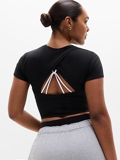 Athleta Transcend Open Back Tee - Black (Black)