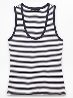 Athleta Signature Rib Scoop Tank - Blue (Martina Navy Stripe)