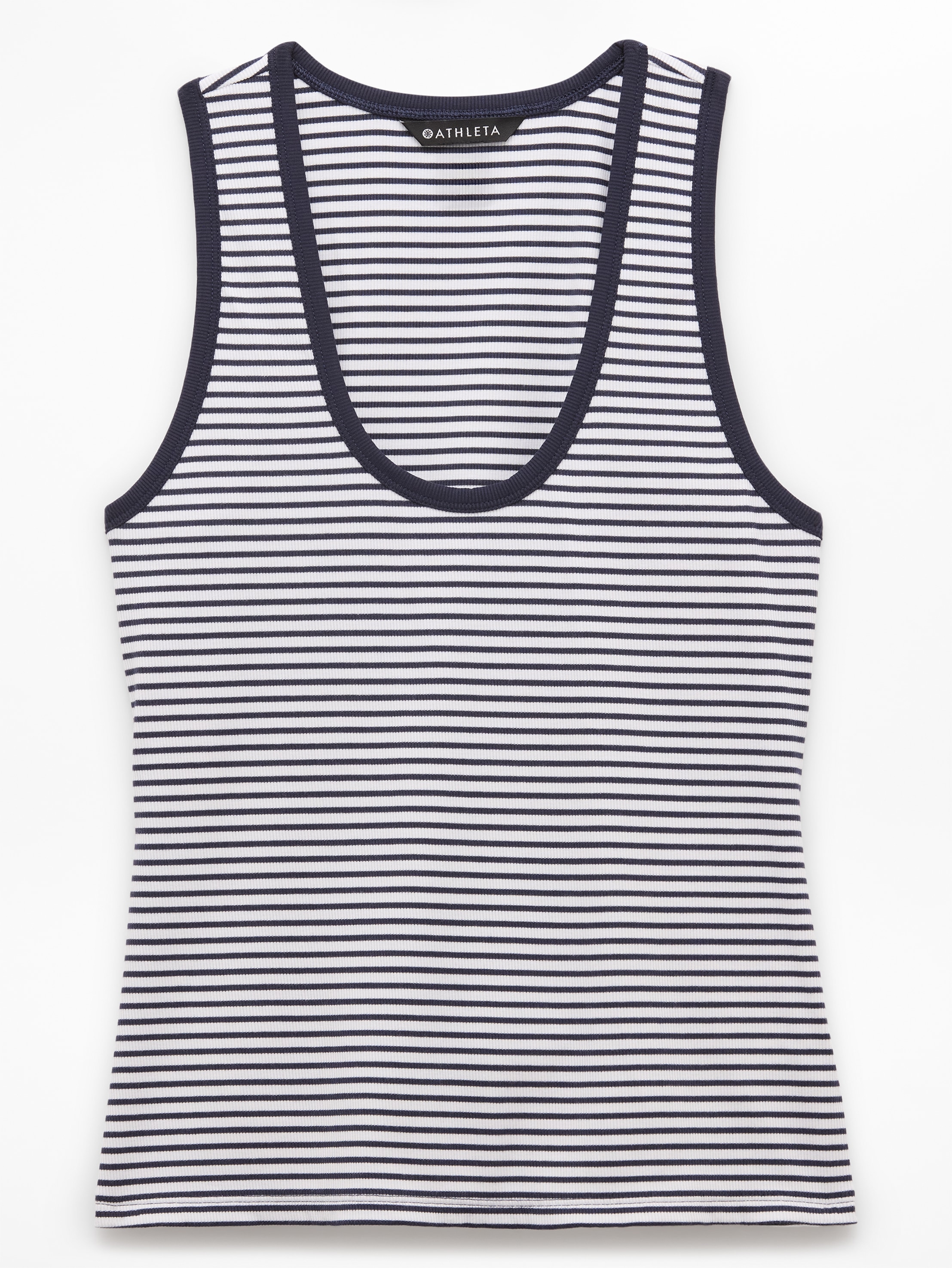 Athleta Signature Rib Scoop Tank - Blue (Martina Navy Stripe)