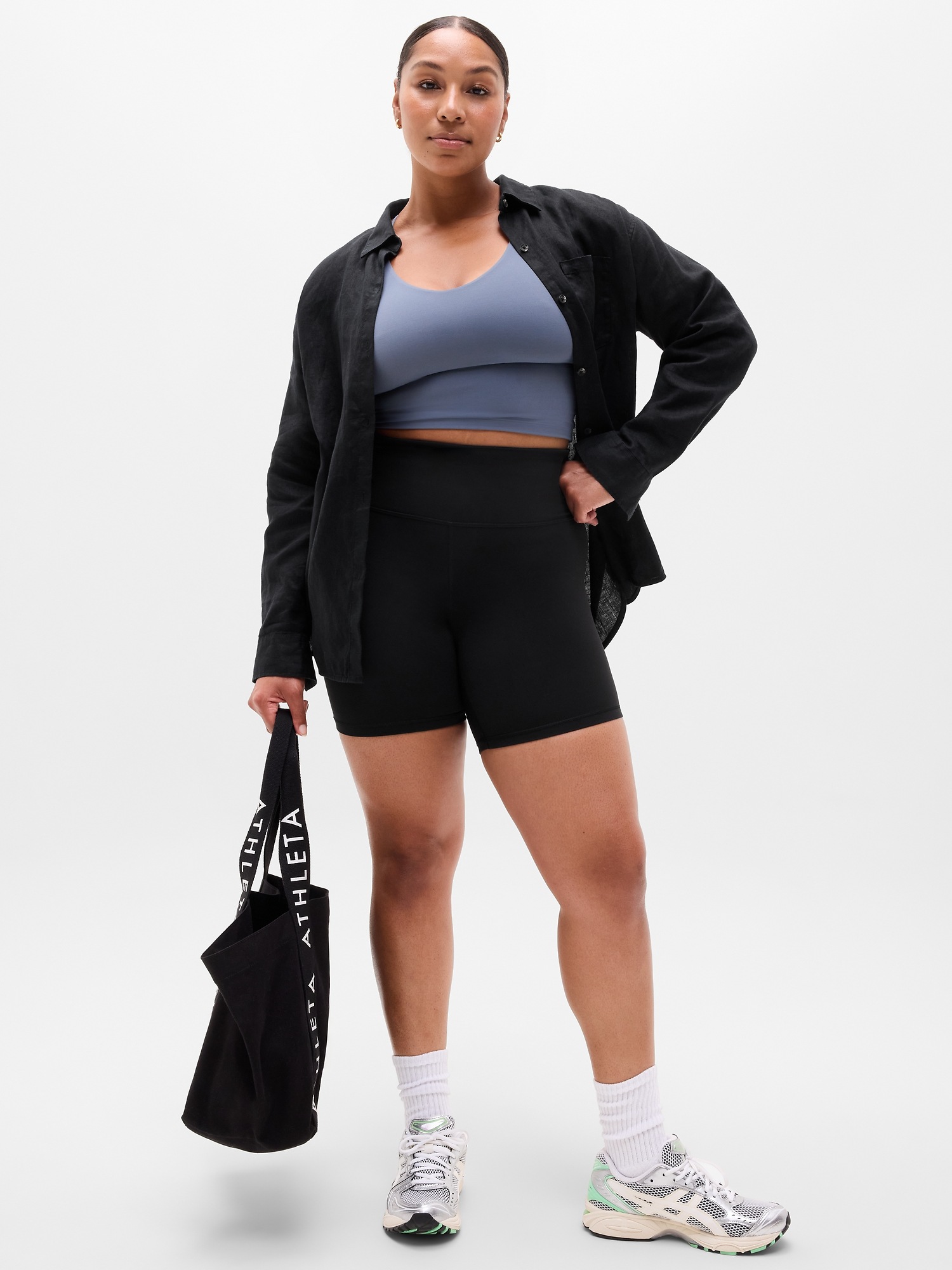 Женский топ Athleta Retreat Linen, цвет: Чёрный — фото 5