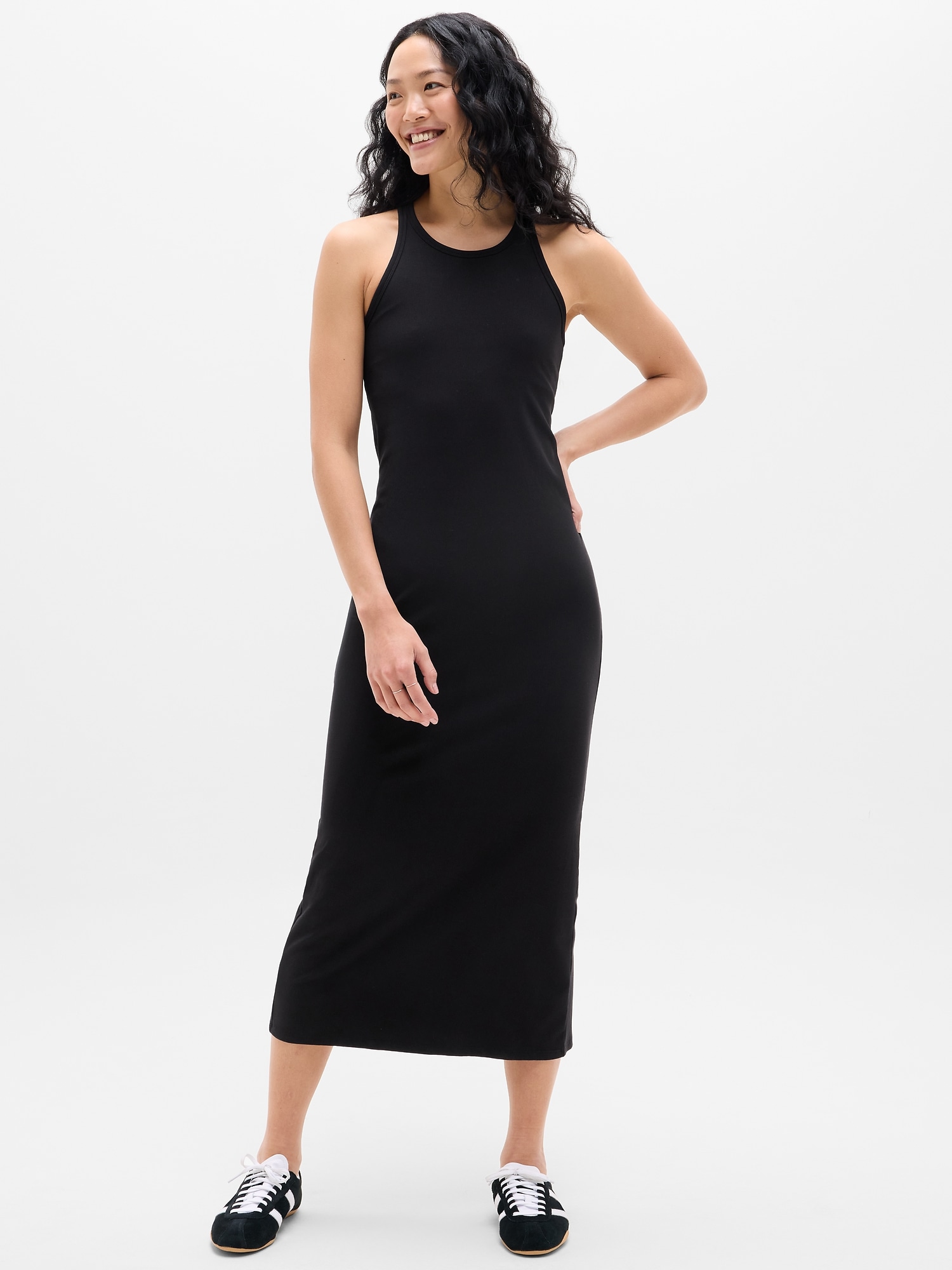 Женское платье Athleta Signature Rib Maxi, цвет: Чёрный