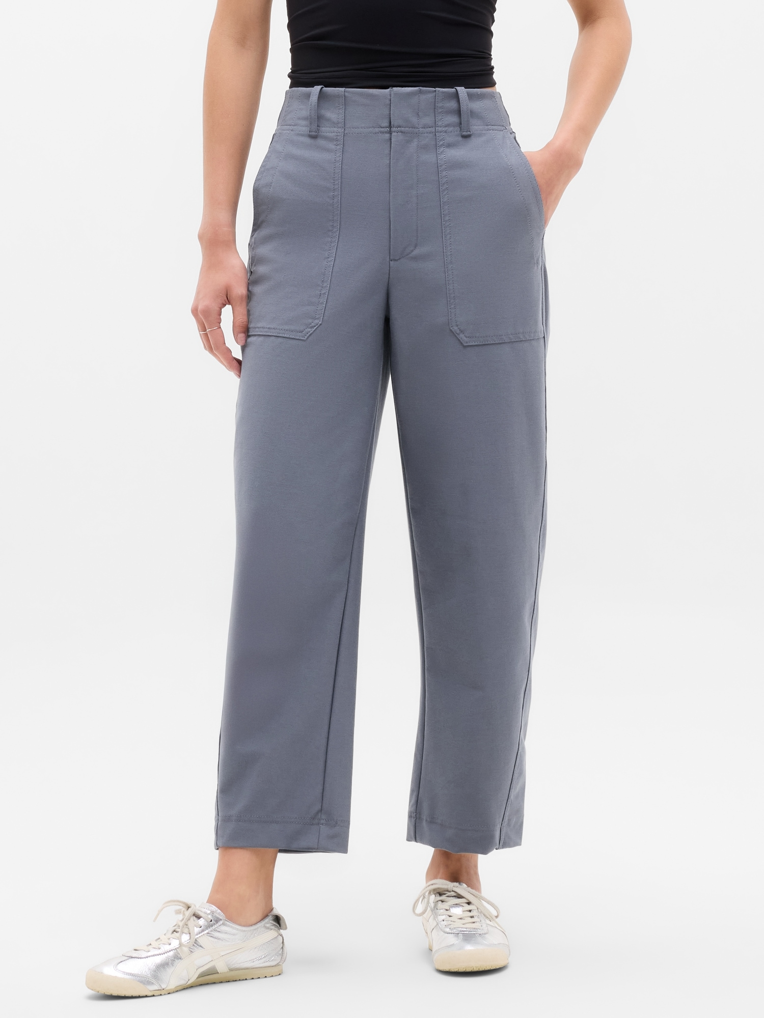 Skyline High Rise Barrel Leg Pant - Gray