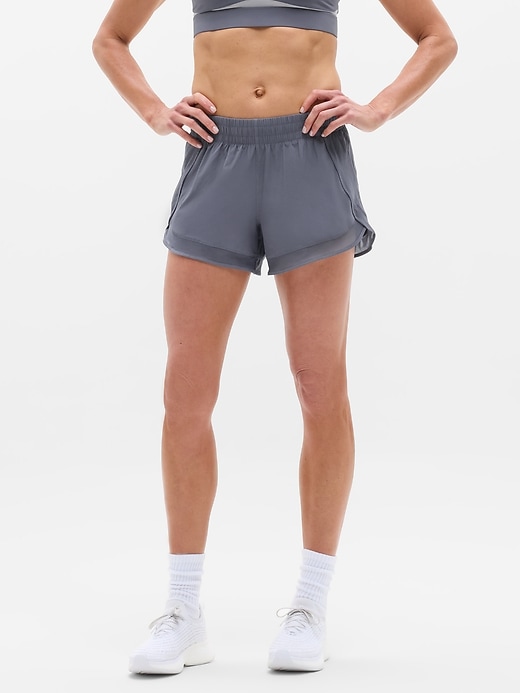 Image number 1 showing, Mesh Racer Run Mid Rise 4" Short
