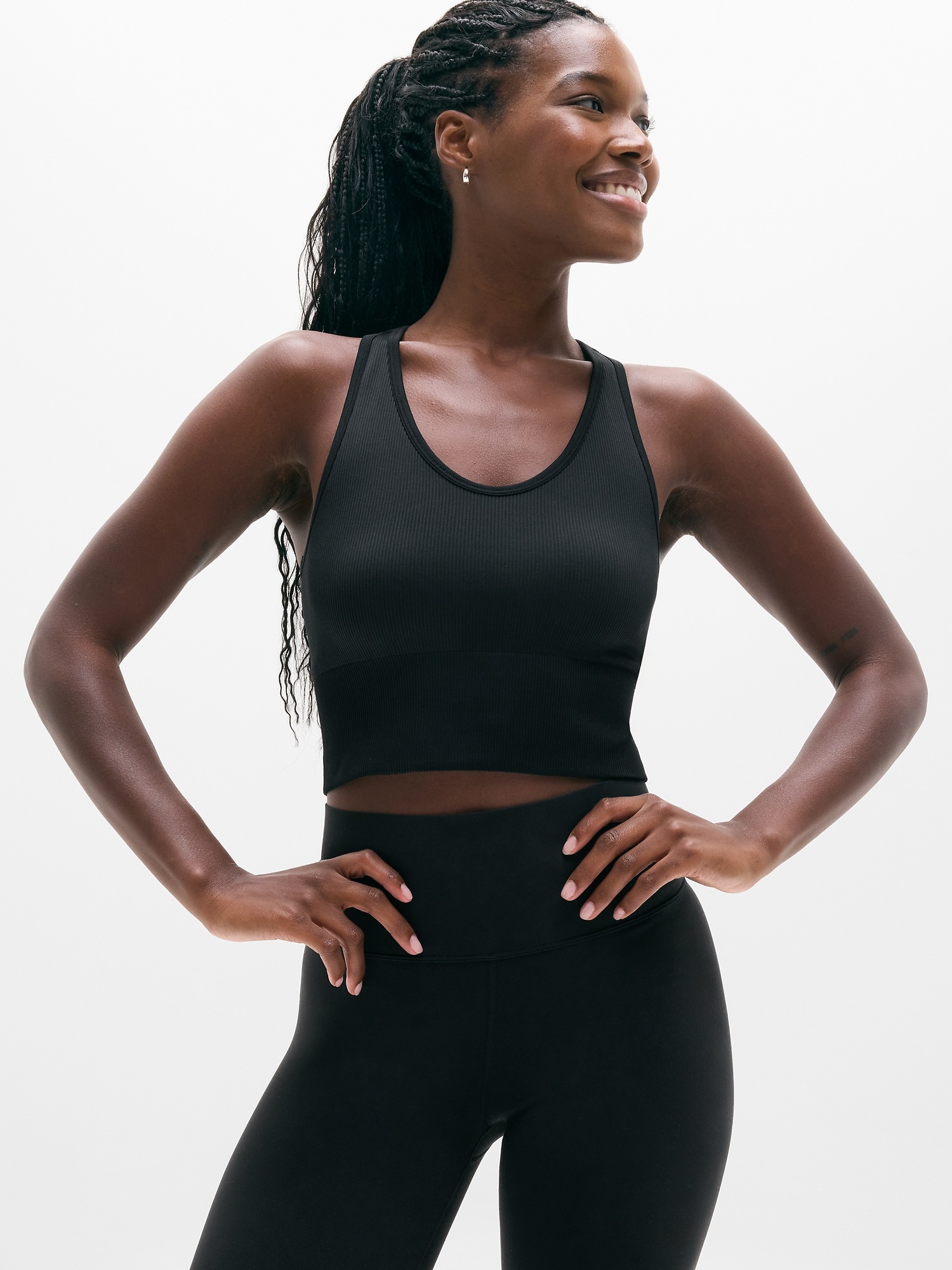 Женский топ Athleta Recharge Seamless Racerback, цвет: Чёрный