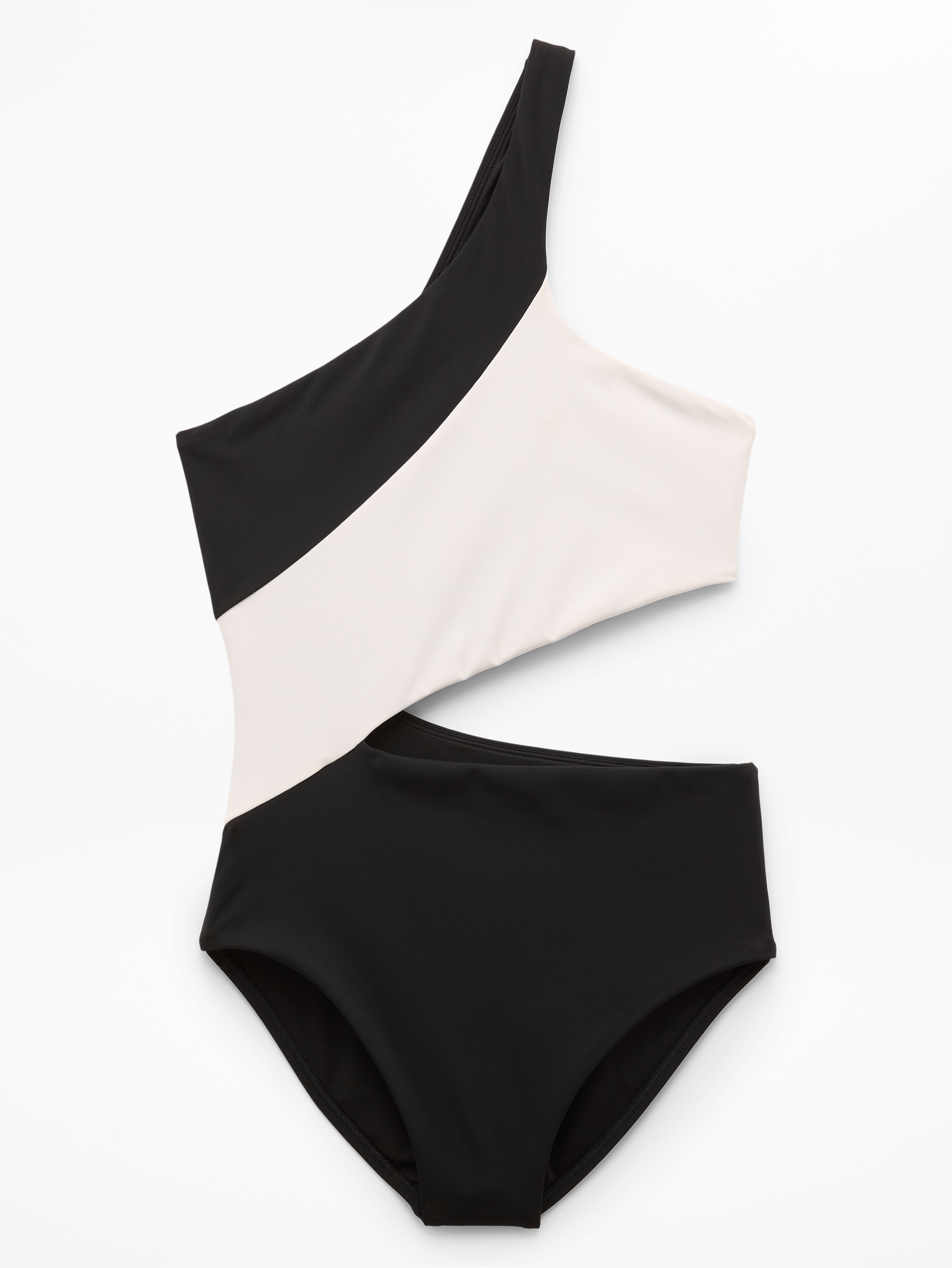 Athleta Shoreline Asymmetrical One Piece - Black (Black/Magnolia White)