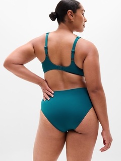 Athleta High Waist Cheeky Swim Bottom - Green (Coastal Teal/Spark)