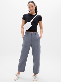 Skyline High Rise Barrel Leg Pant - Gray - image 2