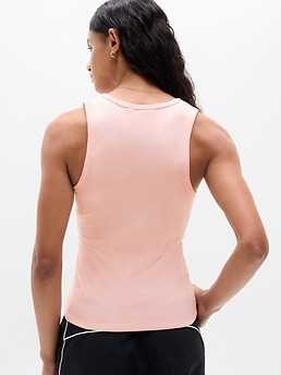 Signature Rib Scoop Tank - Pink - image 3