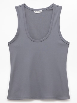 Athleta Signature Rib Scoop Tank - Gray (Slate)
