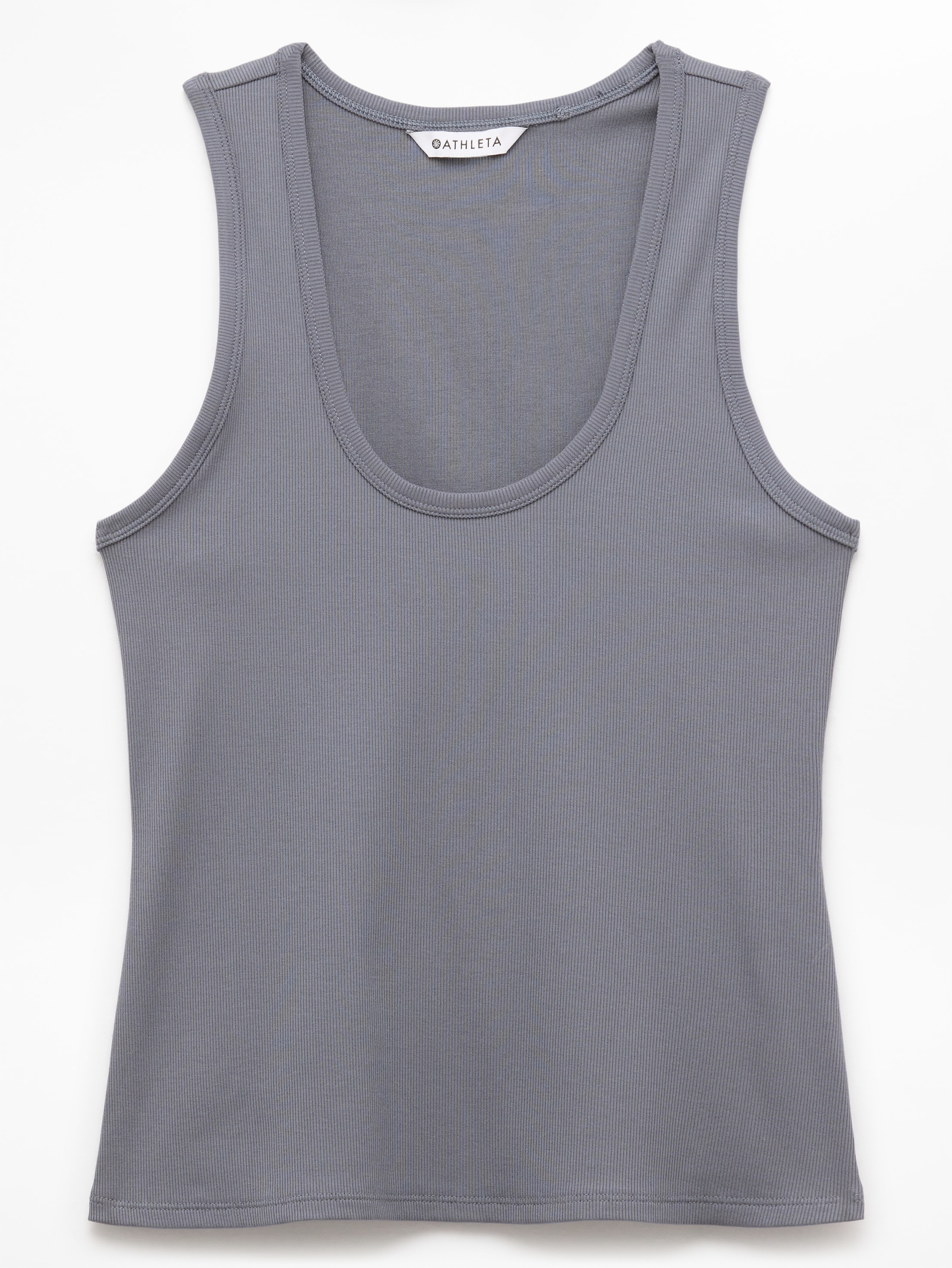 Athleta Signature Rib Scoop Tank - Gray (Slate)