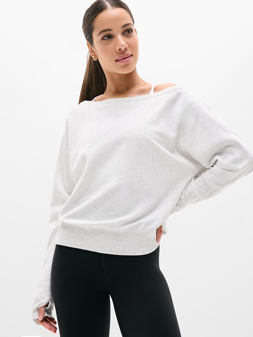 Image number 1 showing, Airy Cotton Terry Boat Neck Sweatshirt