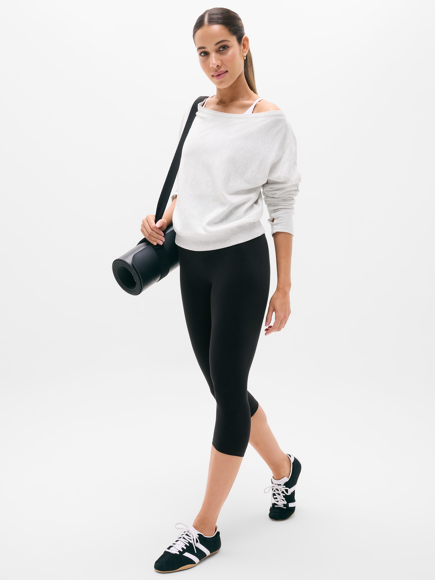 Airy Cotton Terry Boat Neck Sweatshirt