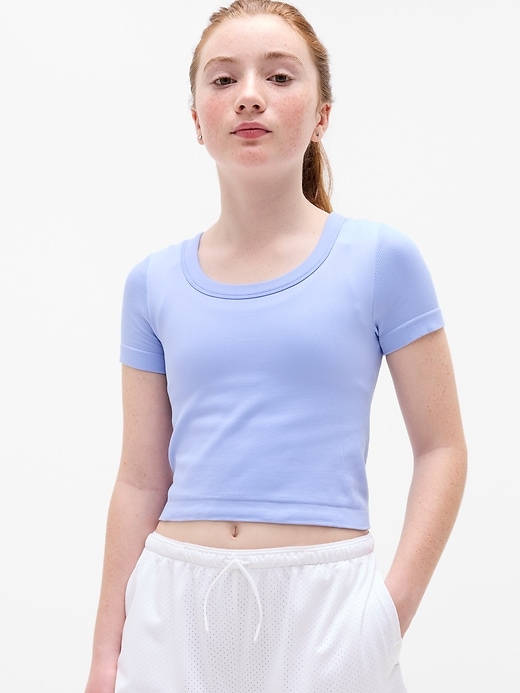 Image number 1 showing, Athleta Girl Rise Above Rib Scoop Tee