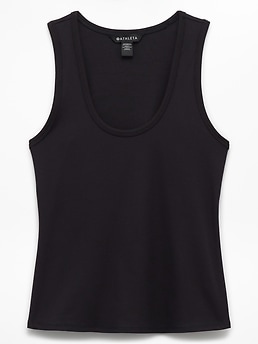 Athleta Signature Rib Scoop Tank - Black (Black)