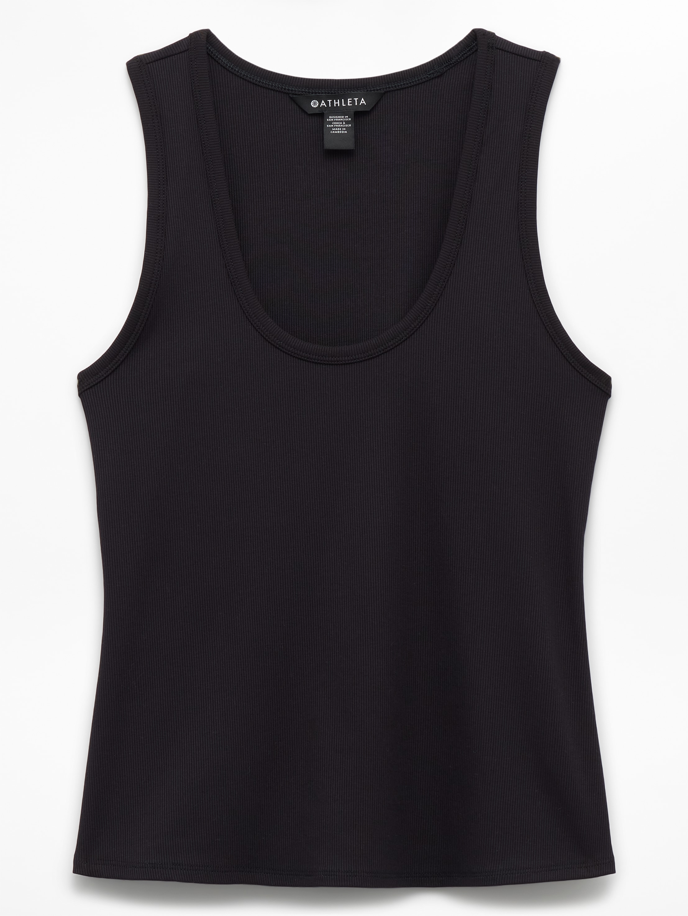 Athleta Signature Rib Scoop Tank - Black (Black)