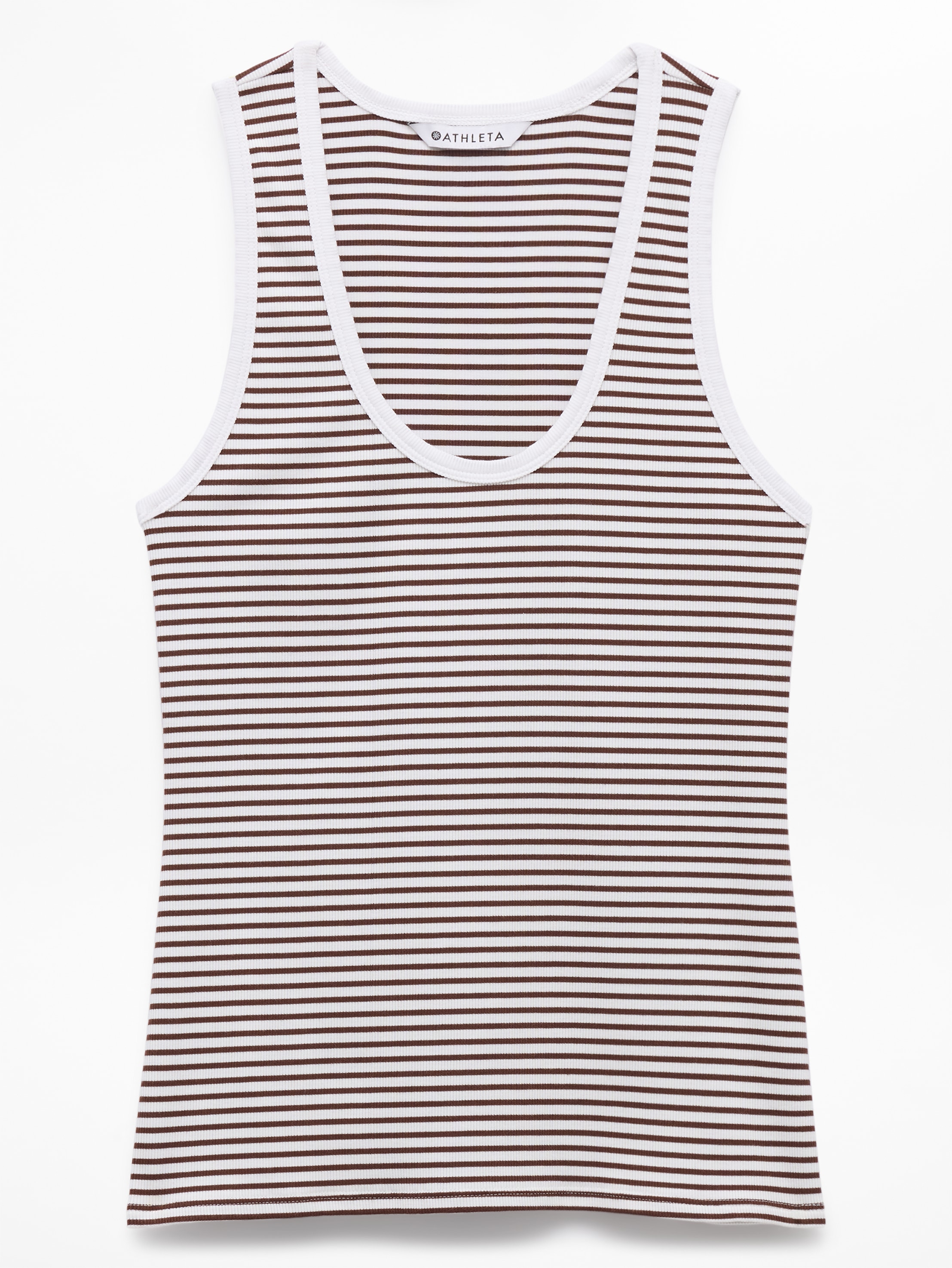 Athleta Signature Rib Scoop Tank - Brown (Martina Woodland Stripe)