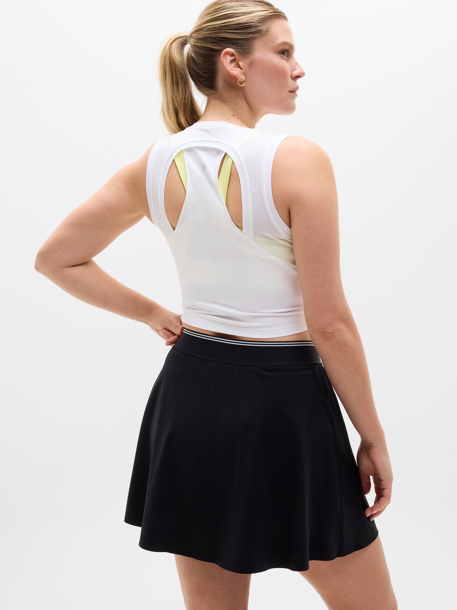 Женская юбка-шорты Athleta Ace A-Line Tipped 15.5" Skort, цвет: Чёрный / Белый — фото 5