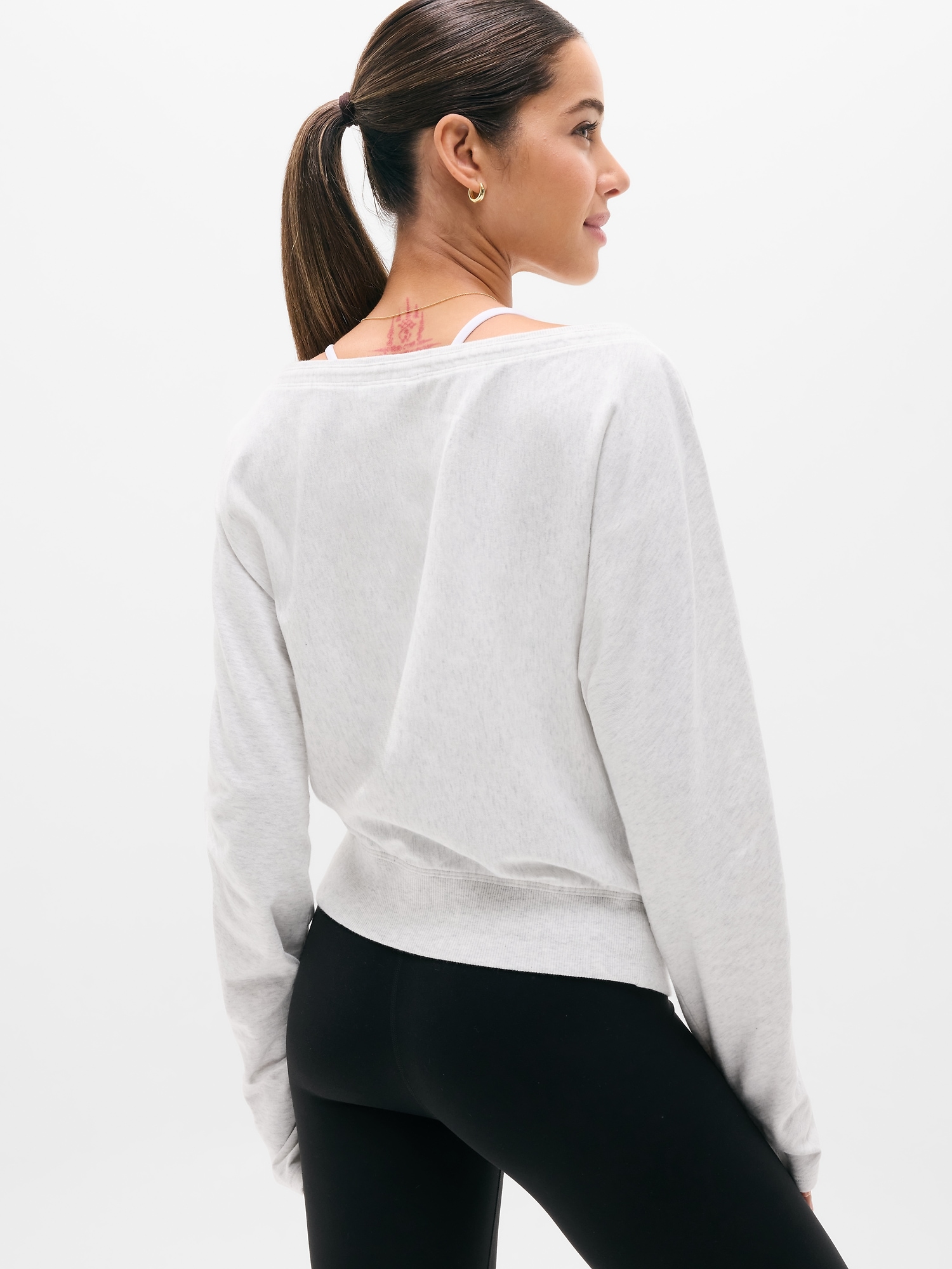 Airy Cotton Terry Boat Neck Sweatshirt
