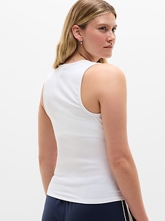 Athleta Signature Rib Scoop Tank - White (Bright White)