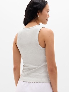 Athleta Signature Rib Scoop Tank - Gray (Fog Grey Heather)