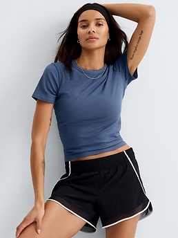 Athleta Signature Rib Crop Tee - Blue (Celestial)