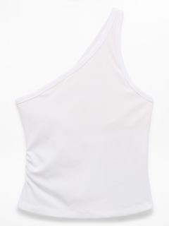 Athleta Signature Rib Asym One Shoulder Support Top - White (Bright White)