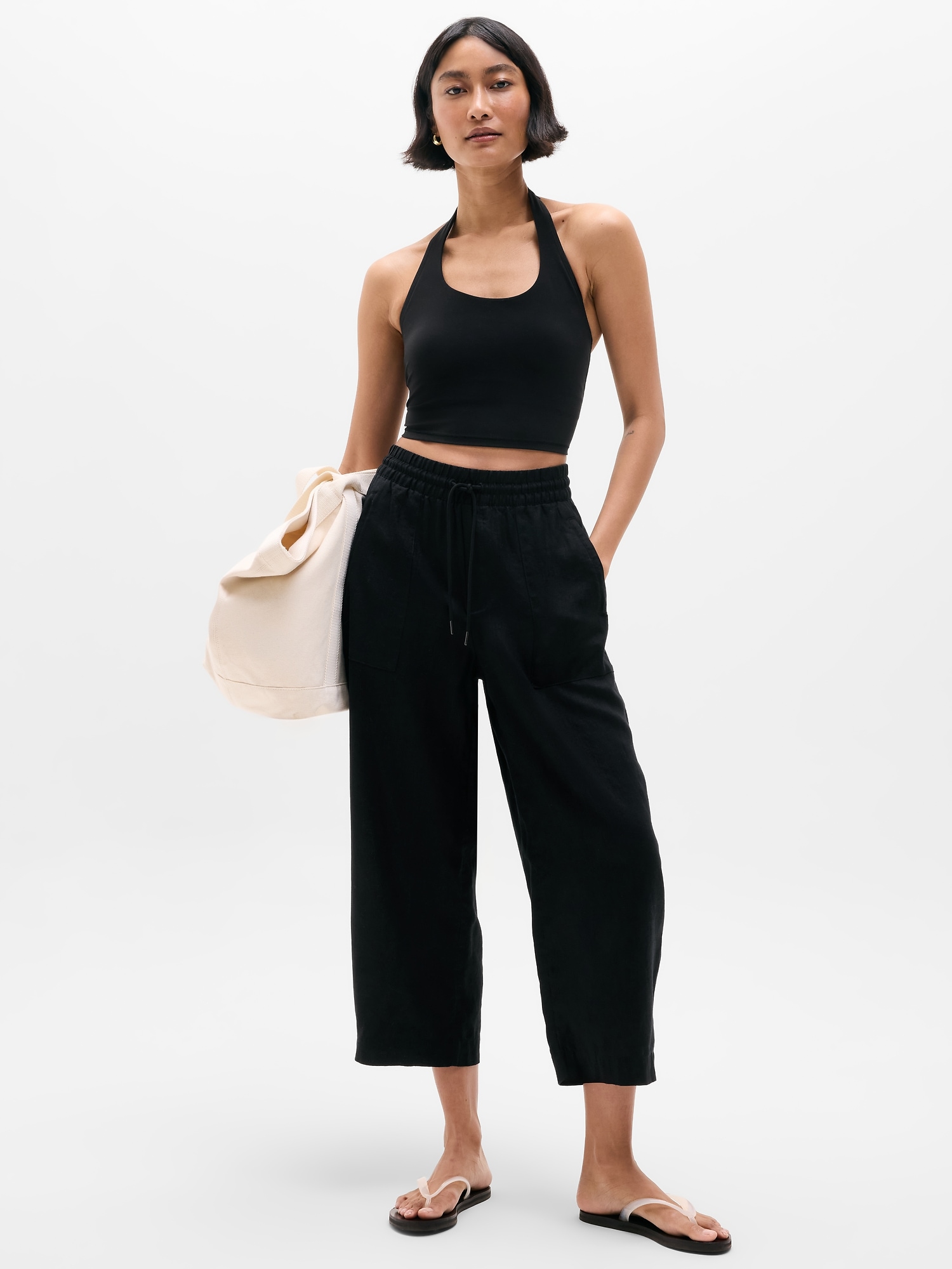 Retreat Linen Easy Barrel Crop Pant