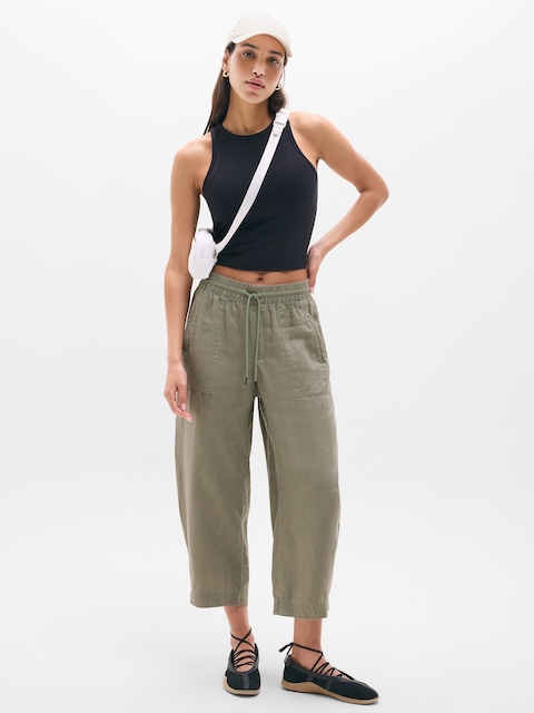 Retreat Linen Easy Barrel Crop Pant