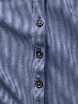 Signature Rib Long Sleeve Henley Top - Blue - image 4
