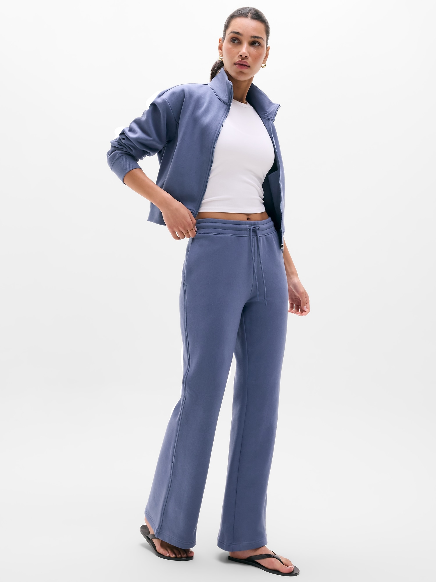 Forever Fleece Mid Rise Flare Pant - Blue