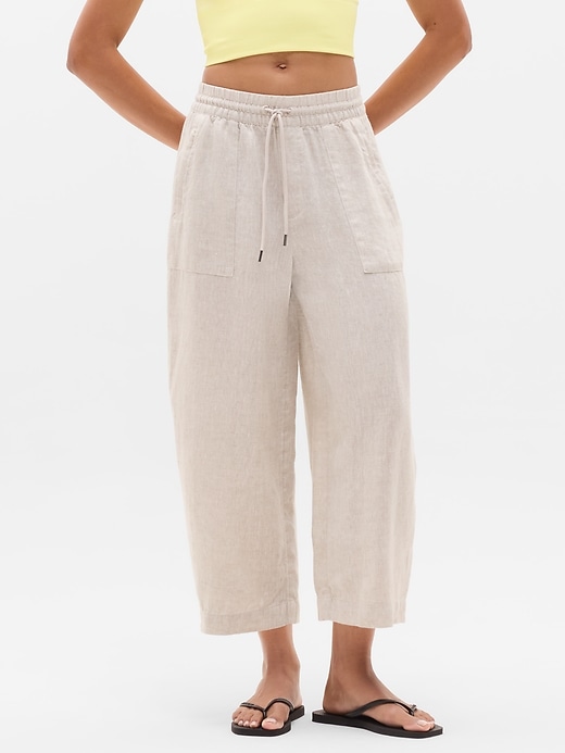 Image number 1 showing, Retreat Linen Easy Barrel Crop Pant