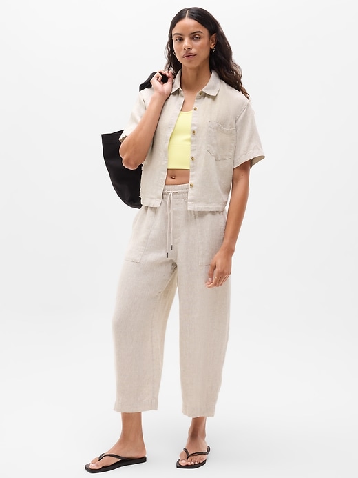 Image number 2 showing, Retreat Linen Easy Barrel Crop Pant
