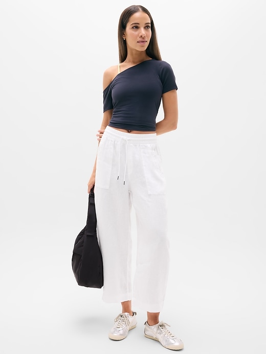 Image number 1 showing, Retreat Linen Easy Barrel Crop Pant
