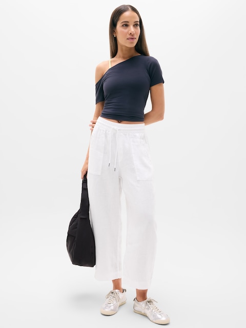 Retreat Linen Easy Barrel Crop Pant