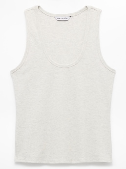 Athleta Signature Rib Scoop Tank - Gray (Fog Grey Heather)