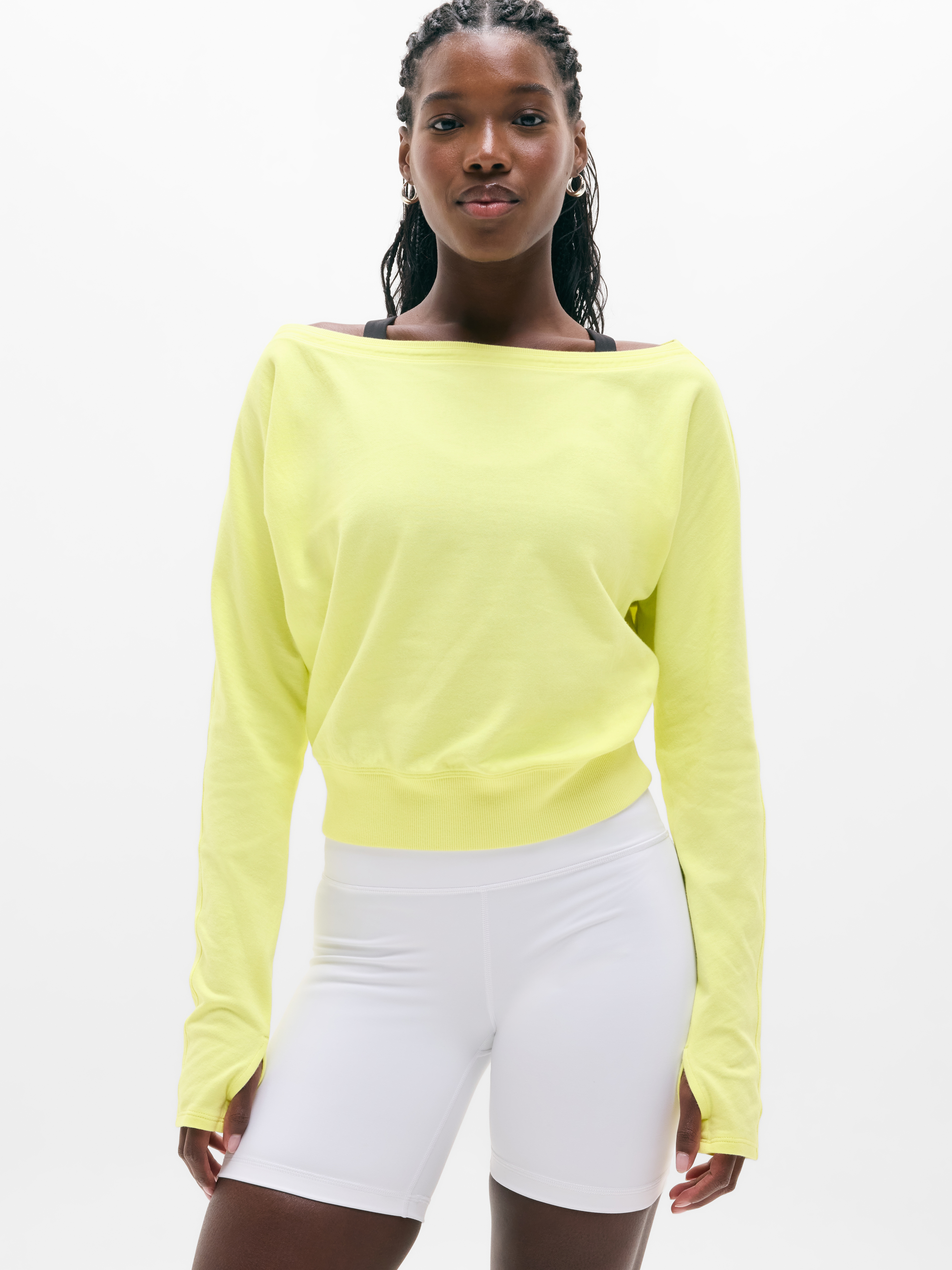 Airy Cotton Terry Boat Neck Sweatshirt
